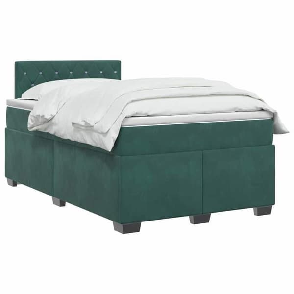 Maison Exclusive - Boxspring säng med mörkgrön madrass 120 x 200 cm Sammet
