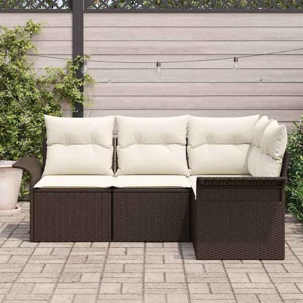 Trädgårdsoffmöbel - EXKLUSIVT HUS - Set 4 delar - Modulär - UV-beständig poly rattan - Stålram brun