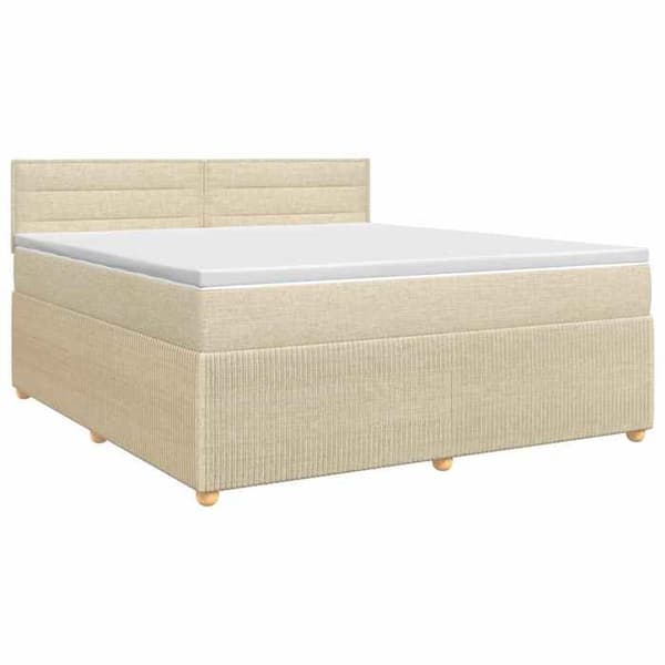 Maison Exclusive - Boxspring seng med madras Creme 140 x 200 cm Stof