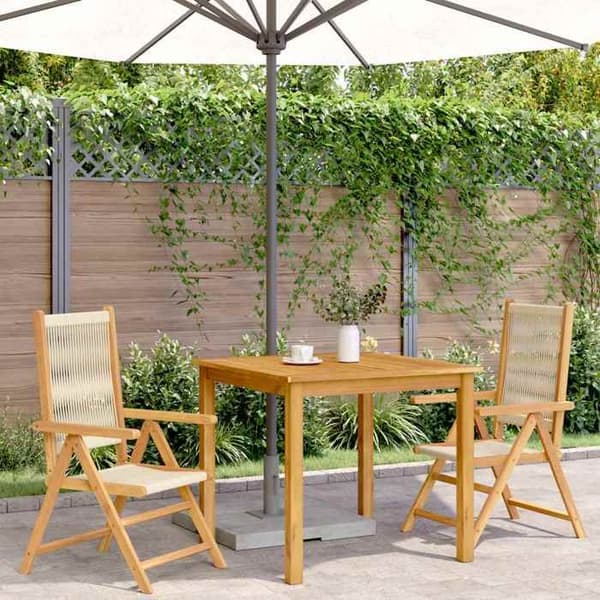 Maison Exclusive - Fällbara stolar 2 stycken Beige Massivt akaciaträ och polypropen beige
