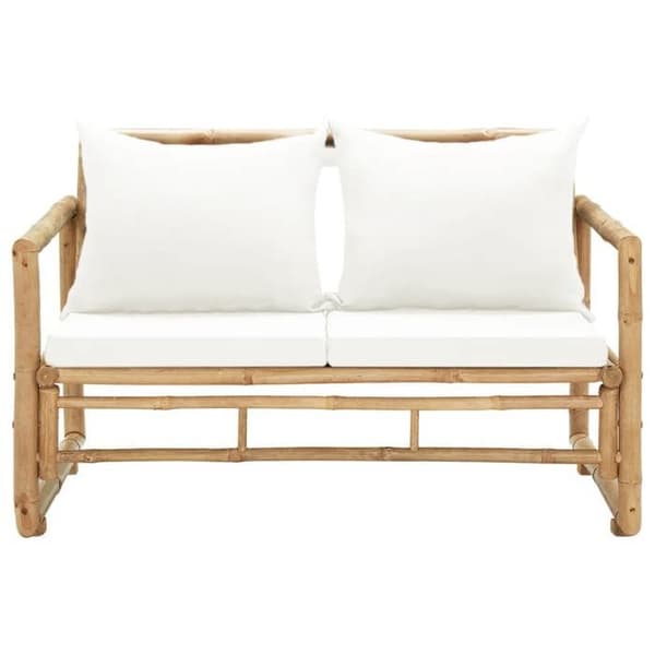 Maison Exclusive - 2-sits trädgårdssoffa med bambukuddar Bambu (äkt färg)