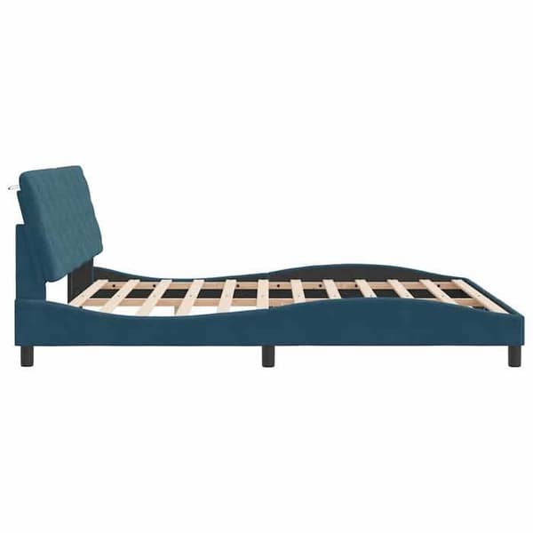 Sengestel - EKSKLUSIV HUS - Eksklusiv - 180x200 cm - Blå velour - Polstret hovedgærde Blå