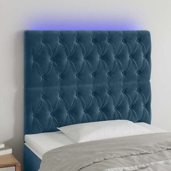 Maison Exclusive - Hovedgærde med LED Blå mørk 100x7x118/128 cm Velour mörkblå