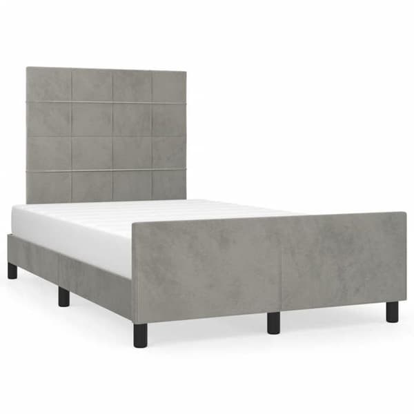 Sengestel - EKSKLUSIV HUS - 120 x 190 cm - Lys grå - Velour - Lamelseng ljusgrått
