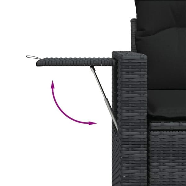 Maison Exclusive - Havegruppe 7 dele med sorte puder i flettet harv