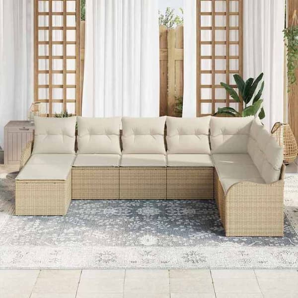 Maison Exclusive - 8 osan beige polyrottinkinen puutarhakalustesetti