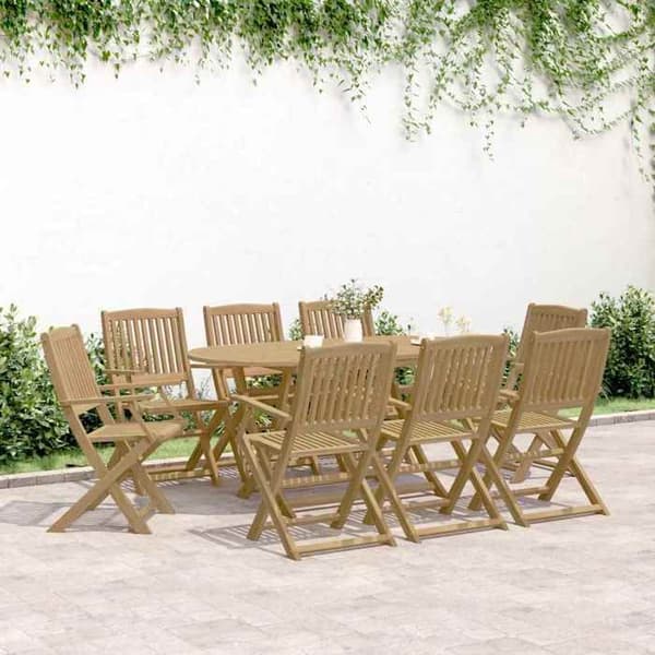 Maison Exclusive - Fällbara stolar set om 8 54,5x58x90 cm i massiv akaciaträ