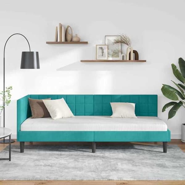 Maison Exclusive - Turquoise hörnsängram 80 cm x 200 cm Sammet