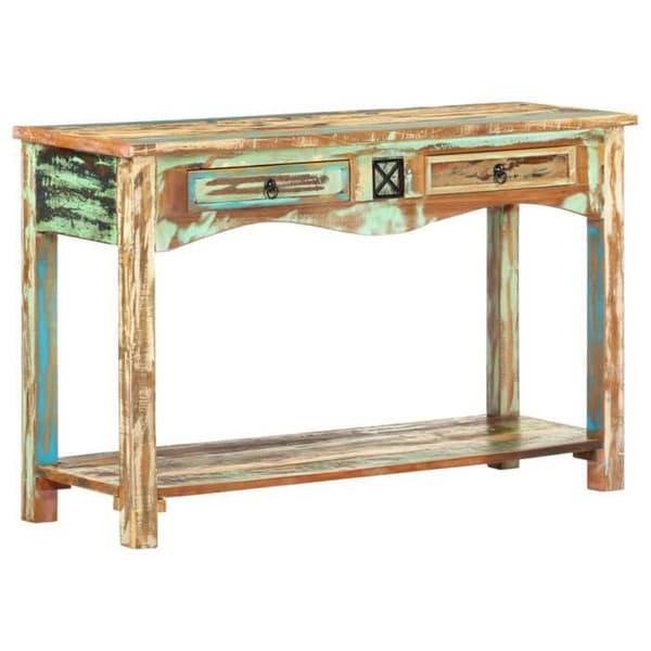 Konsolbord - Maison Exclusive - Solid genbrugstræ - 120x40x75 cm - 2 skuffer