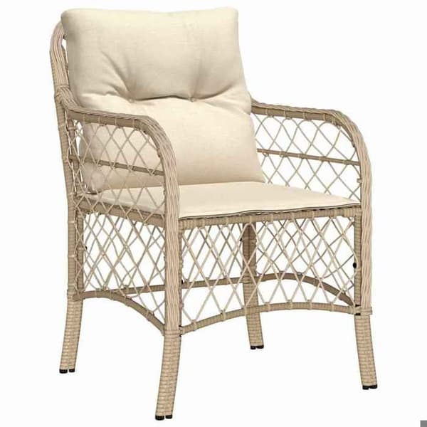 Maison Exclusive - Trädgårdsstolar med kuddar, set om 2, beige flätad resin