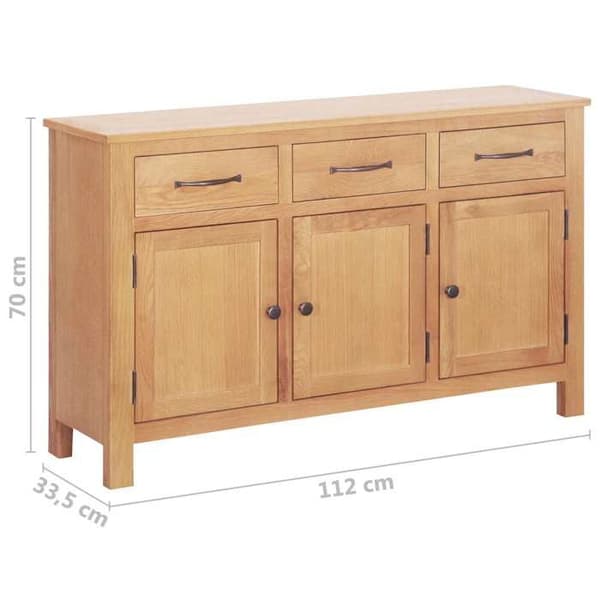 Buffet bas - EKSKLUSIVT HUS - 112 x 33.5 x 70 cm - Massivt egetræ - Brun - 3 skuffer og døre Brun
