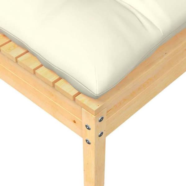 Maison Exclusive - 2-sits trädgårdssoffa med krämfärgade kuddar i solid furu Kräm (kuddar)