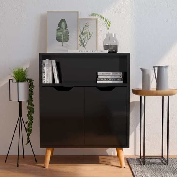 Maison Exclusive - Sort glans buffet 60x30x72 cm ingeniørtræ