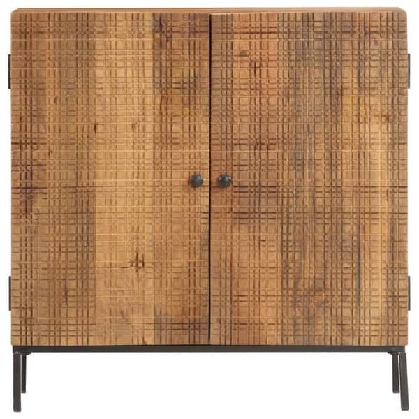 Buffet - EKSKLUSIVT HUS - 75 x 30 x 75 cm - Massivt mangotræ - 2 døre - Håndskårne mønstre Brun