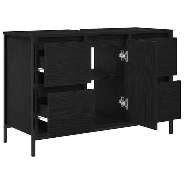 Maison Exclusive - Møbel under vask med skuffer i sort eg 90x34,5x60 cm