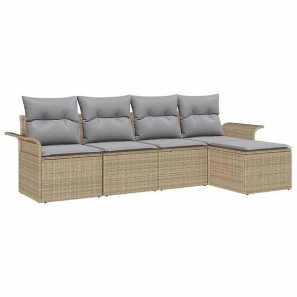 Maison Exclusive - 5 osan beige polyrottinkinen puutarhakalustesetti beige