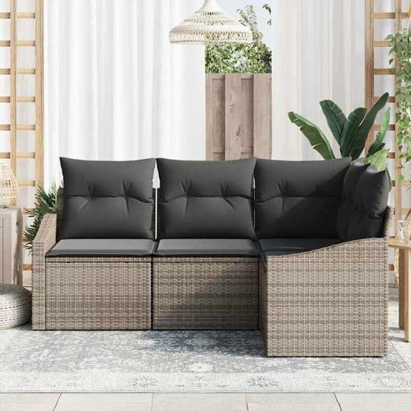 Trädgårdsmöbler - EXKLUSIVT HUS - Set 4 delar - Grå - Poly rattan - Väderbeständig Grå