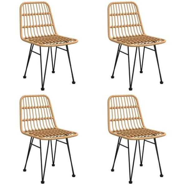 Maison Exclusive - 5-osainen puutarhakalustesarja, punottu muovi