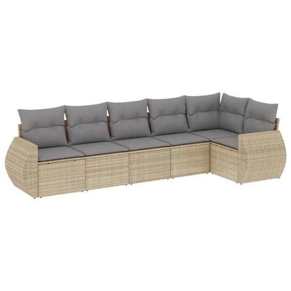 Maison Exclusive - Trädgårdsmöbler med kuddar 6 delar beige flätad resin