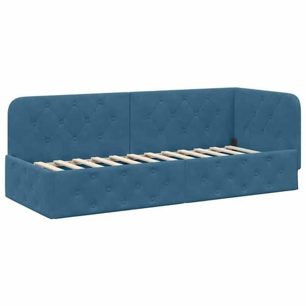 Maison Exclusive - Sininen kulmasänky 80 x 200 cm Sametti