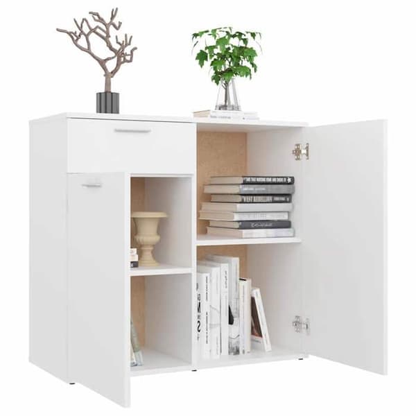 Buffet - EKSKLUSIVT HUS - 80x36x75 cm - Hvid - Spånplader - 2 døre & skuffe Vit