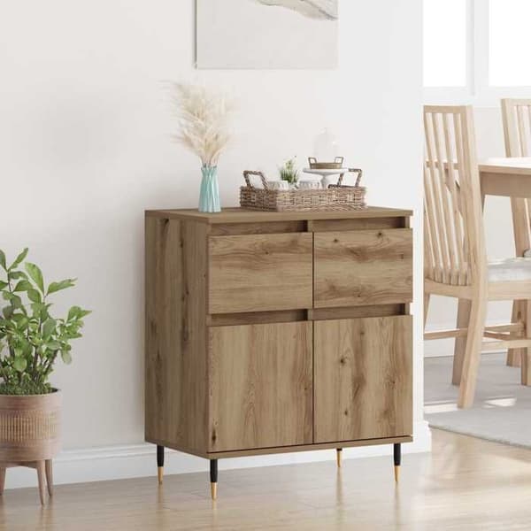 Buffet bas - EKSKLUSIVT HUS - 60 x 35 x 70 cm - Ingeniørtræ - Jernben - Moderne stil