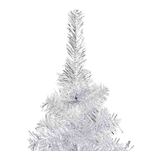 Maison Exclusive - Förbelyst konstgjord julgran/silverkulor 150 cm PET Silver