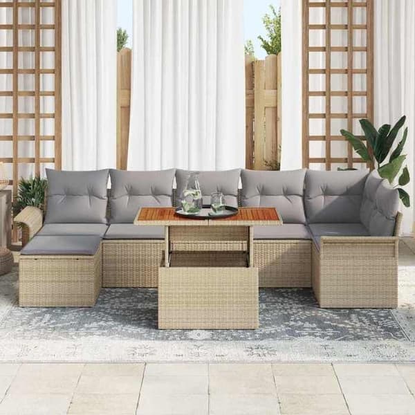 Havemøbel sæt - MAISON EXCLUSIVE - Rektangulær modulær - 5 pladser - Poly rattan beige - Indbyggede opbevaringsløsninger beige