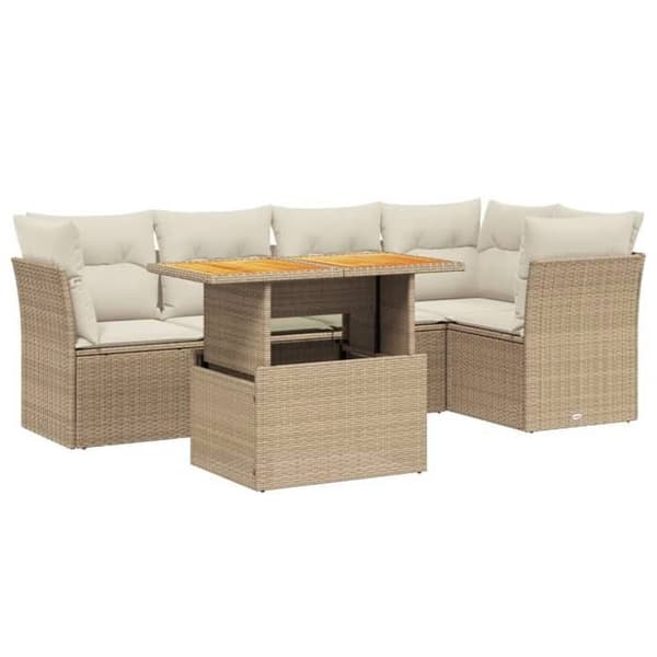Maison Exclusive - Trädgårdsmöbler med kuddar 5 delar beige flätad resin