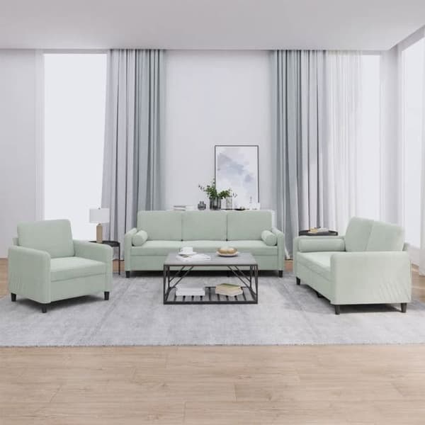Maison Exclusive - Sæt af 3 sofaer med lysegrå velourpuder
