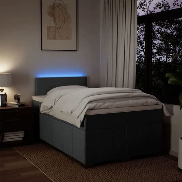 Sengestel med madras - Eksklusiv Hus - 120x200 cm - Mørkegrå - LED USB