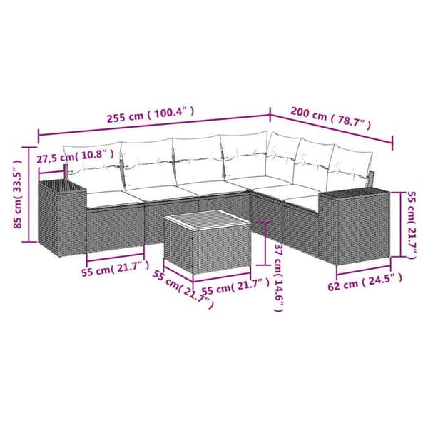 Maison Exclusive - Trädgårdsmöbler med kuddar 7 delar grå flätad resin Grå