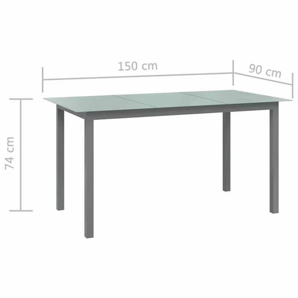 Havemøbel - EKSKLUSIV HUS - 150x90x74 cm - Aluminium - Glas - Lys grå Ljusgrått