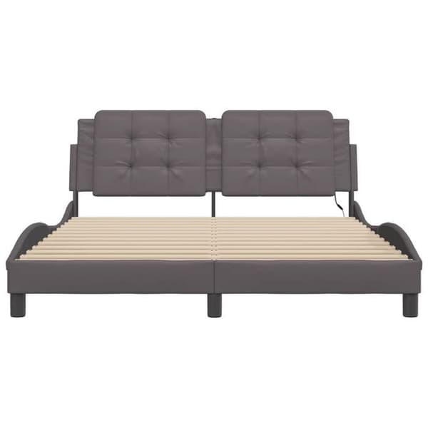 Maison Exclusive - Sengestel med LED uden madras Zadar grå 160x200 cm grå