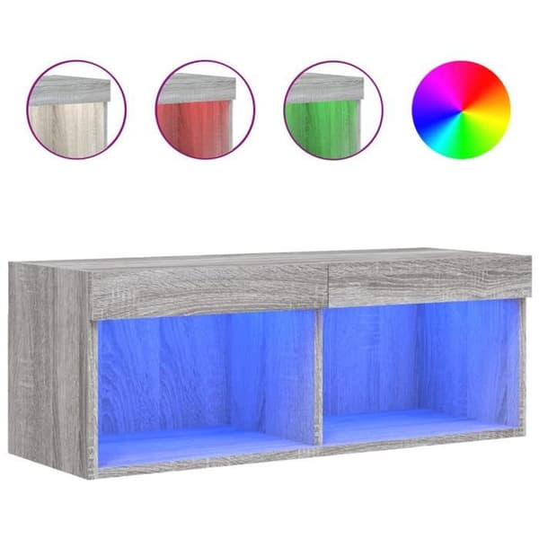 Maison Exclusive - TV-møbel med LED-lys sonoma grå 80x30x30 cm
