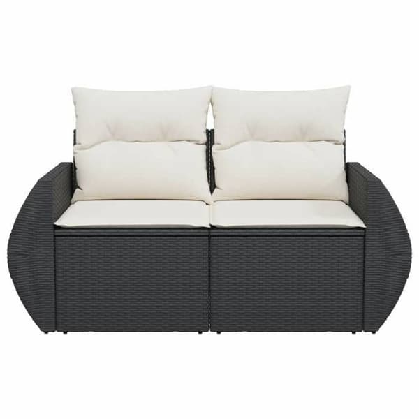 Maison Exclusive - Trädgårdsoffa med kuddar 2 platser svart flätad resin