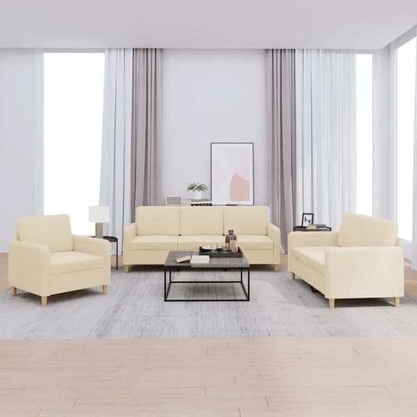 Maison Exclusive - 3 kpl:n sohvasetti tyynyillä, kerma, kangas