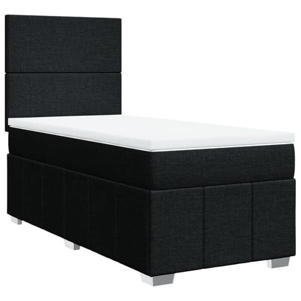 Maison Exclusive - Sengebund med lameller og madras Sort 100x200 cm Stof