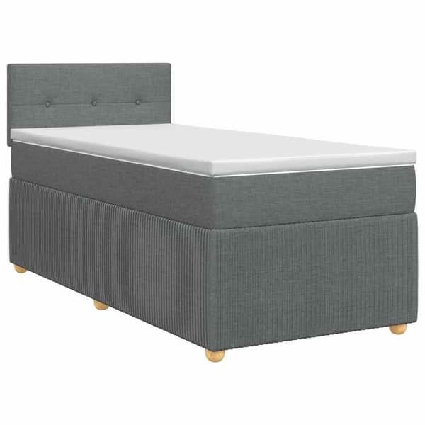 Maison Exclusive - Boxspring säng med madrass Mörkgrå 100 x 200 cm Tyg Mörkgrå
