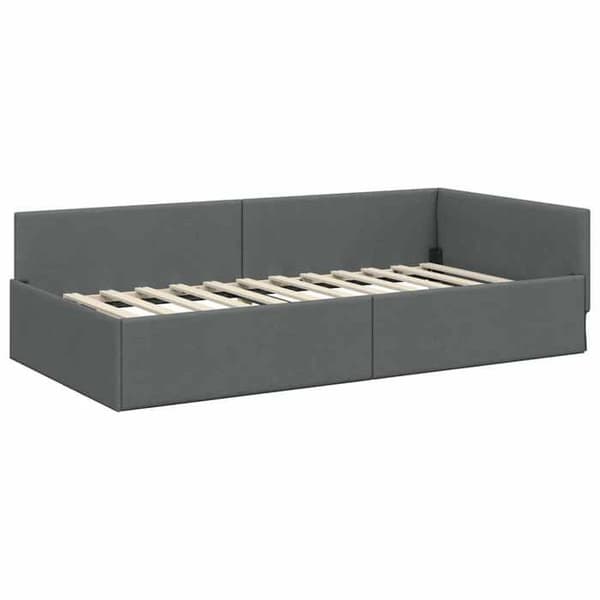 Maison Exclusive - Mörkgrå hörnsängram 90 cm x 190 cm tyg