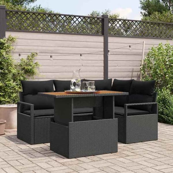 Havemøbel sæt - MAISON EXCLUSIVE - 5 dele - Sort poly rattan - Modulerbart - Indbygget opbevaring Svart