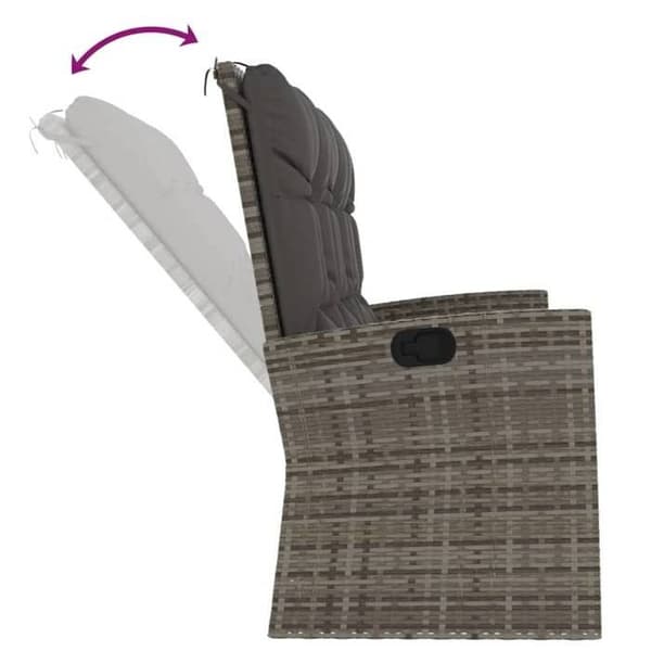 Maison Exclusive - Justerbar trädgårdsbänk med grå kuddar 173cm flätad resin grå