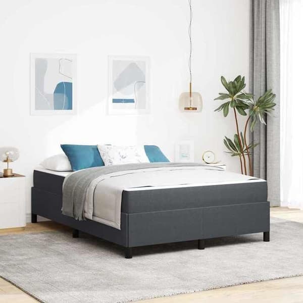 Maison Exclusive - Sengestel med madras Mørkegrå 140 x 190 cm stof