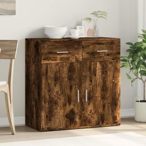 Maison Exclusive - Buffé ek rökig 79x38x80 cm ingenjörsträ