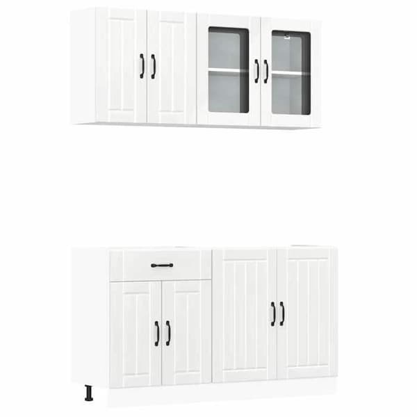 Maison Exclusive - Set med 4 köksmöbler "Lucca" i vit högblanka ingenjörsträ.
