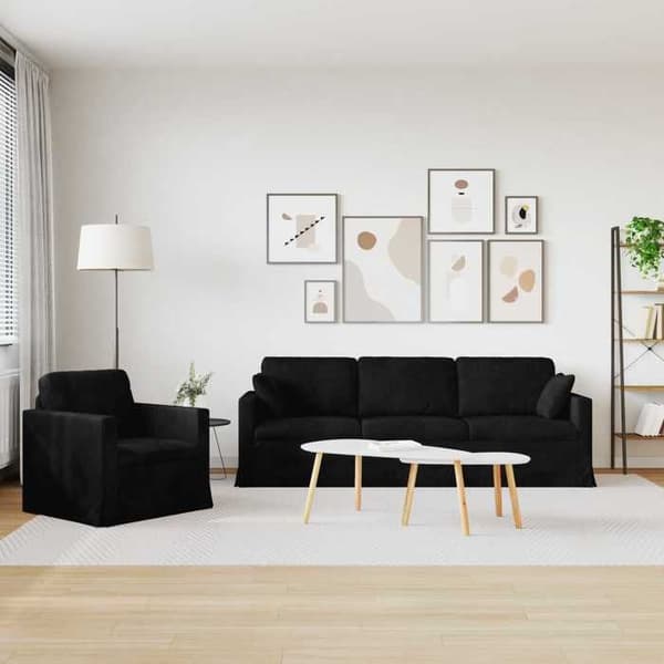 Maison Exclusive - 2-delars Soffgrupp i Svart Sammet