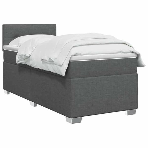 Maison Exclusive - Boxspring säng med madrass Mörkgrå 90 x 190 cm Tyg