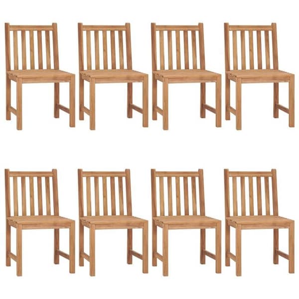 Maison Exclusive - Trädgårdsstolar set om 8 med kuddar i massivt teakträ Blå (kudde)