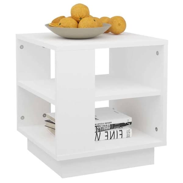 Bord - EKSKLUSIV HUS - 40x40x43 cm - Hvid - Ingeniørtræ - 2 hylder Vit