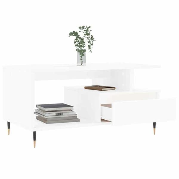 Maison Exclusive - Låg bord Vit 90x49x45 cm Ingenjörsträ